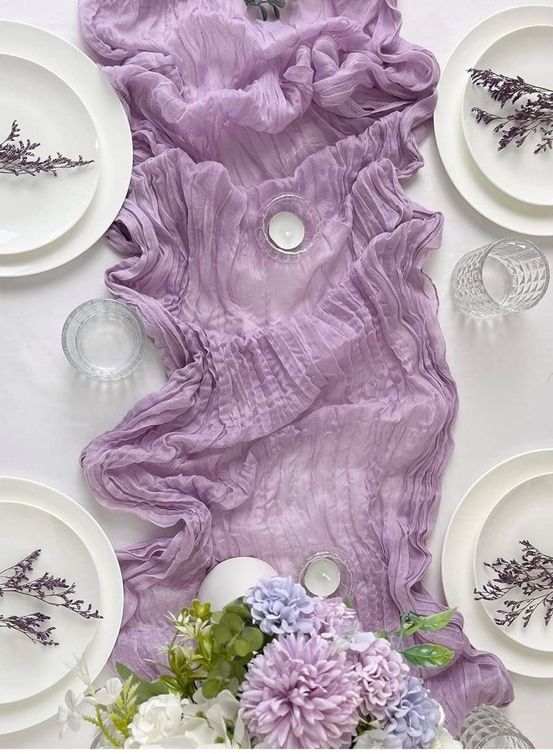 YUJA Translucent Table Runner 90X400CM, Long Rustic Gauze Boho Table Runner,Tablecloth, Cheesecloth Table Runner, for Wedding Bridal Banquet Decoration Party Festivals (1 Pack Violet) - Image 2